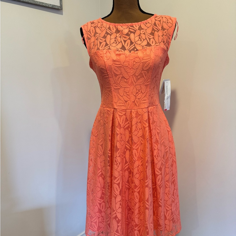 Elegant Coral Lace Dress